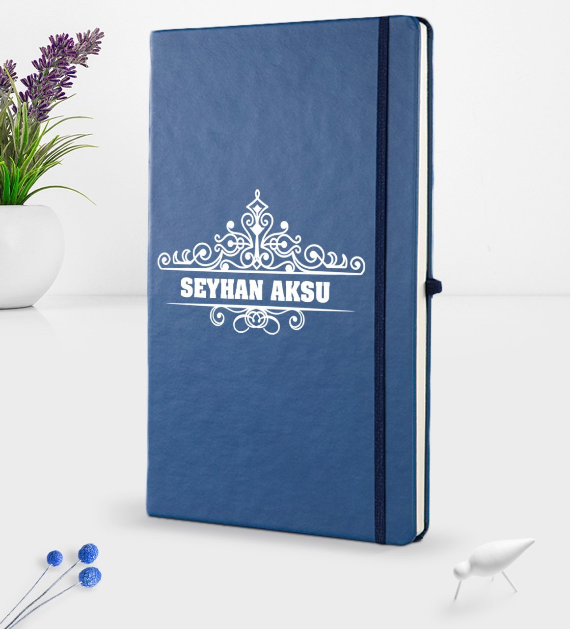 Kişiye Özel İsimli Lacivert Termo Deri Defter 16x24cm Model 32