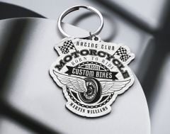 BK Gift Kişiye Özel Motorcu Temalı Ahşap Anahtarlık-7, Arkadaşa Hediye, Sevgiliye Hediye, Motorcuya Hediyeler