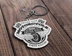 BK Gift Kişiye Özel Motorcu Temalı Ahşap Anahtarlık-7, Arkadaşa Hediye, Sevgiliye Hediye, Motorcuya Hediyeler