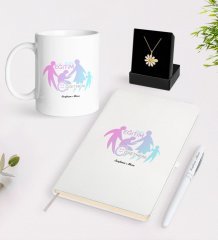 Kişiye Özel Özel Eğitim Öğretmeni Beyaz Kupa Defter Kalem ve İsimli Papatya Kolye Hediye Seti-2