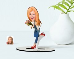 Kişiye Özel Kadın Karikatürlü Ahşap Biblo Model-13