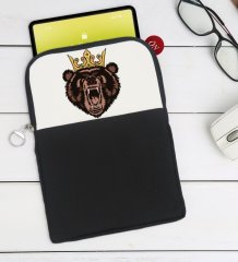 BK Gift Ayı Tasarımlı Taşınabilir Koruyucu Tablet Kılıfı & Organizer Çanta - Siyah-1