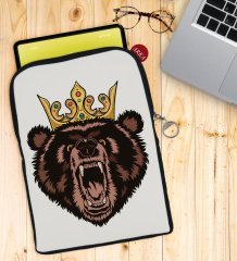 BK Gift Ayı Tasarımlı Taşınabilir Koruyucu Tablet Kılıfı & Organizer Çanta - Siyah-1