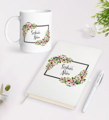 Kişiye Özel İsimli Beyaz Defter Kalem Kupa Seti-15