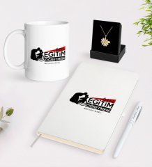 Kişiye Özel Özel Eğitim Öğretmeni Beyaz Kupa Defter Kalem ve İsimli Papatya Kolye Hediye Seti-1