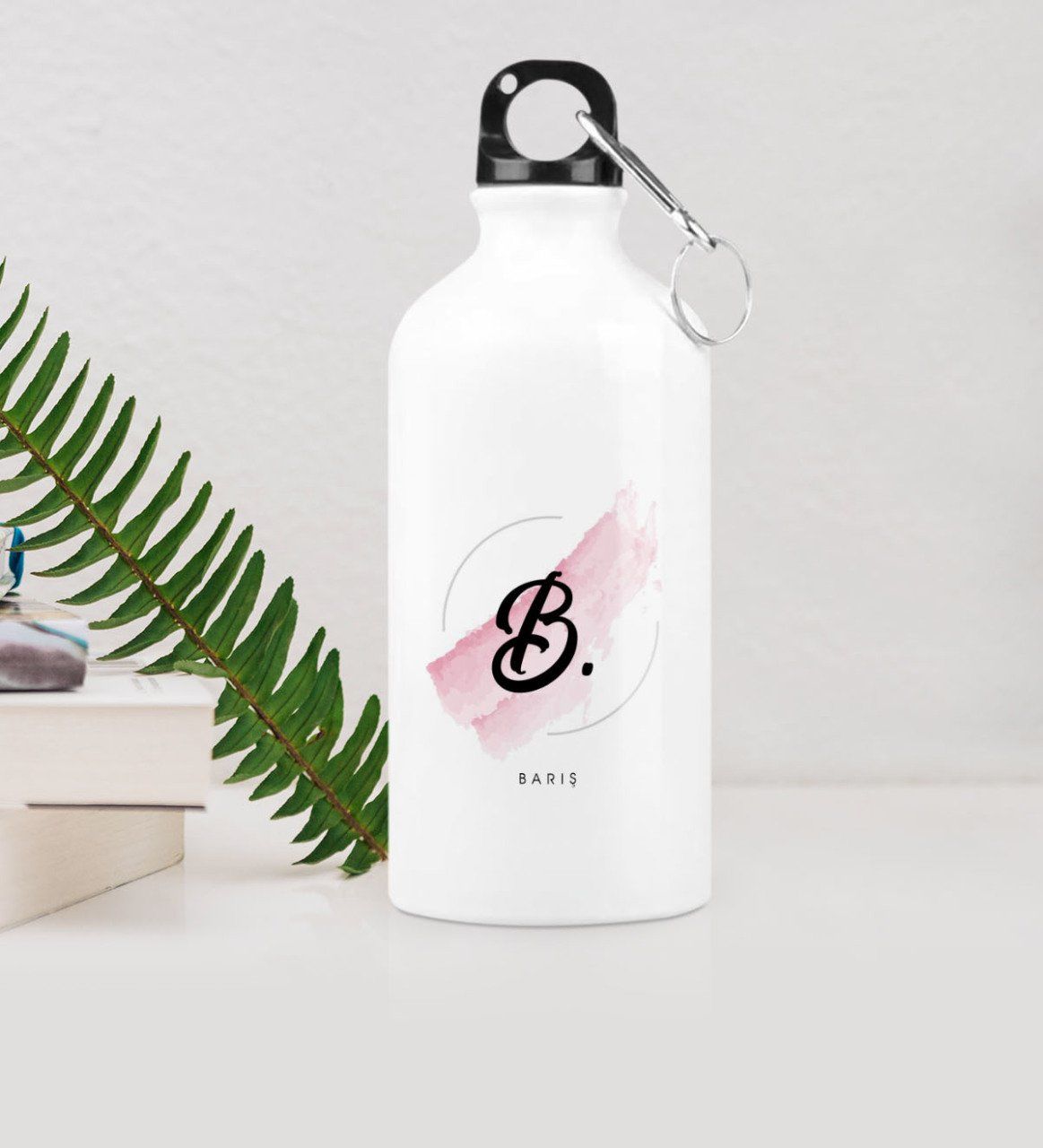 Kişiye Özel B Baş Harf ve İsimli Metal Suluk (500 ml.) Model 4