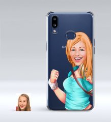 Kişiye Özel Kadın Karikatürlü Samsung Galaxy A10s İnce Şeffaf Silikon Telefon Kapağı-52