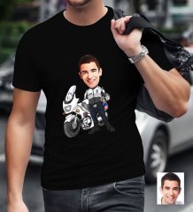 Kişiye Özel Bay Yunus Polis Karikatürlü Siyah T-Shirt