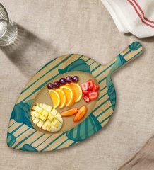 BK Gift Deniz Kabukları Tasarımlı Yaprak Şeklinde Doğal Ahşap Servis ve Sunum Tabağı Model 2