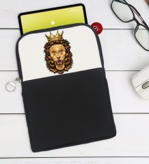 BK Gift Aslan Tasarımlı Taşınabilir Koruyucu Tablet Kılıfı & Organizer Çanta - Siyah-1