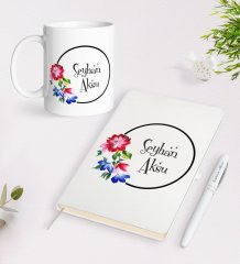 Kişiye Özel İsimli Beyaz Defter Kalem Kupa Seti-14