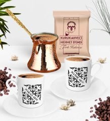 Kişiye Özel İkili İsimli Türk Kahvesi Fincanı Bakır Cezve ve Türk Kahvesi Seti-10