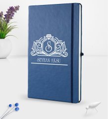 Kişiye Özel İsimli Lacivert Termo Deri Defter 16x24cm Model 13