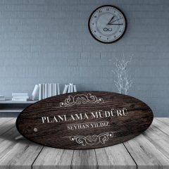 Kişiye Özel Mesleki Planlama Müdürü Ahşap Oval Masa İsimliği - 3