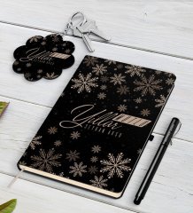 Kişiye Özel Yılbaşı Mutlu Yıllar Siyah Defter Kalem ve Anahtarlık Hediye Seti-17