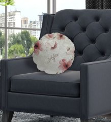 Kişiye Özel İsimli Çiçek Desenli Yuvarlak Dekoratif Kırlent Yastık-4