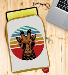 BK Gift Zürafa Tasarımlı Taşınabilir Koruyucu Tablet Kılıfı & Organizer Çanta - Sarı-1