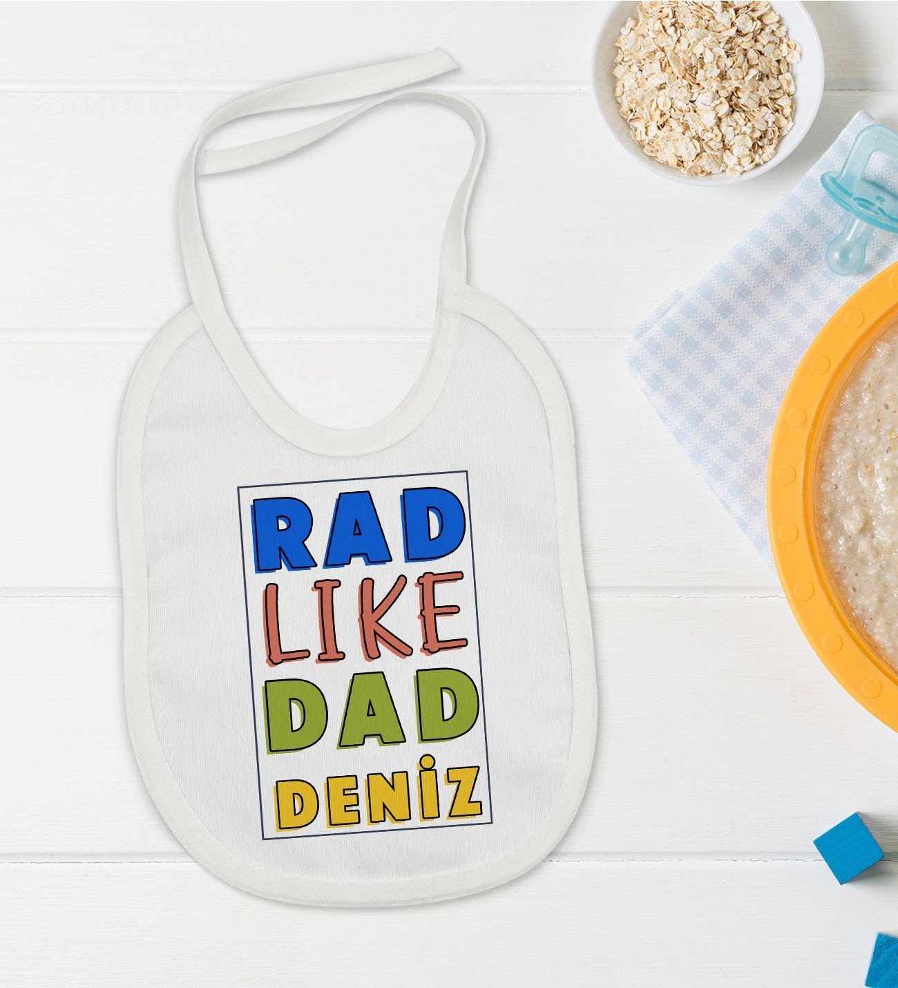 BK Kids Kişiye Özel Rad Like Dad Tasarımlı Bebek Mama Önlüğü - Model 1