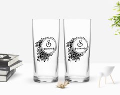 Kişiye Özel Renkli Baskılı İsimli Tasarımlı İkili Rakı Bardağı Seti-114