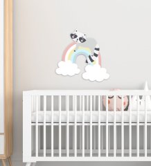 BK Gift Gökkuşağı Tasarımlı Çocuk Odası Ahşap Duvar Süsü-1