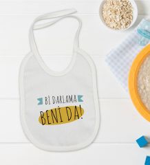BK Kids Darlama Beni Tasarımlı Beyaz Bebek Mama Önlüğü-1
