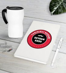 Kişiye Özel Yakışıklı Babam Beyaz Defter Kalem Termos Mug Seti-1