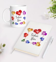 Kişiye Özel İsimli Beyaz Defter Kalem Kupa Seti-12
