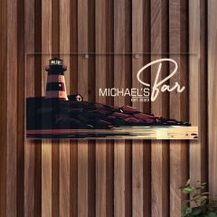 BK Gift Kişiye Özel Manzara Tasarımlı Akrilik Bar Tabelası(38x19cm)-18, Home Bar Tabela, Duvar Dekoru