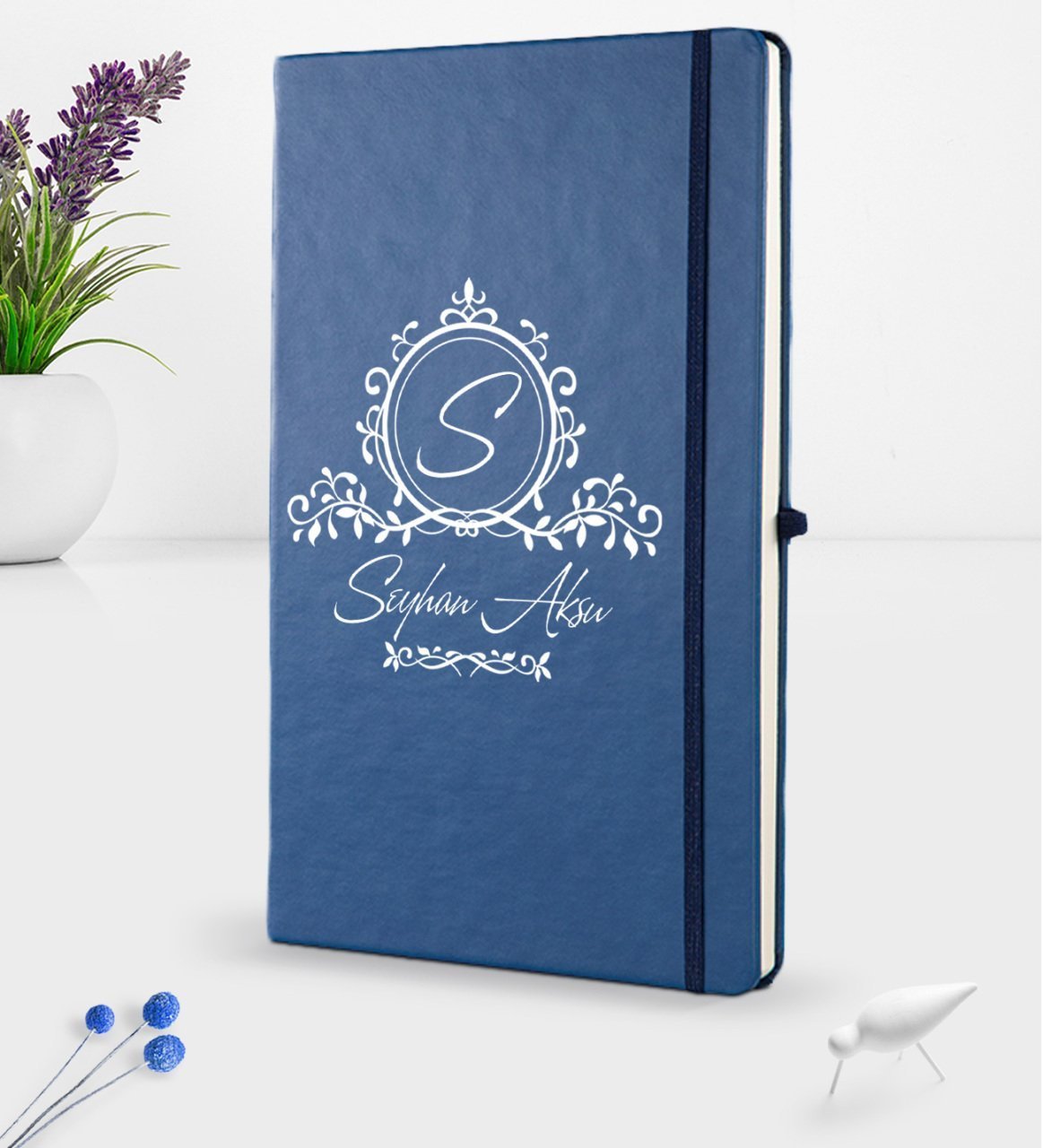 Kişiye Özel İsimli Lacivert Termo Deri Defter 16x24cm Model 11