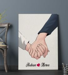 BK Gift Kişiye Özel Sevgili El Ele Tasarımlı Kanvas Tablo-5 (70x100), Sevgiliye Hediye, Sevgililer Günü Hediyesi