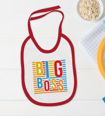 BK Kids Big Boss Tasarımlı Kırmızı Bebek Body Zıbın ve Mama Önlüğü Hediye Seti-1