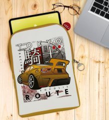 BK Gift Tokyo Route Tasarımlı Taşınabilir Koruyucu Tablet Kılıfı & Organizer Çanta - Sarı-1