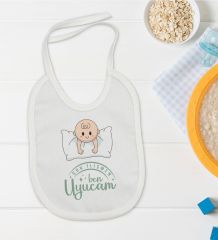 BK Kids Çok İlişmen Tasarımlı Beyaz Bebek Mama Önlüğü-1