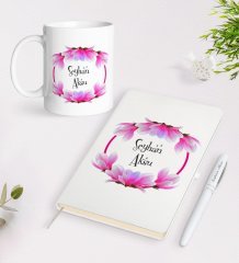 Kişiye Özel İsimli Beyaz Defter Kalem Kupa Seti-11
