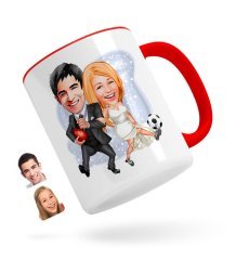 Kişiye Özel Sevgililer Karikatürlü Kırmızı Kupa Bardak-15