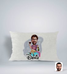 Kişiye Özel İsimli Erkek Karikatürlü Dikdörtgen Araç Koltuk Yastığı-2