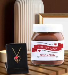 BK Gift Sevgiliye Özel Aşk Çiçeği Kalp Kolye ve Nutella 400gr. Hediye Seti, Sevgililer Günü Hediye, Doğum Günü Hediyesi, Sevgiliye Hediye-10