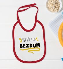 BK Kids Bezdum Tasarımlı Kırmızı Bebek Body Zıbın ve Mama Önlüğü Hediye Seti-5