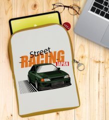 BK Gift Street Racing Tasarımlı Taşınabilir Koruyucu Tablet Kılıfı & Organizer Çanta - Sarı-1