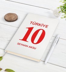 Kişiye Özel İsimli Forma Numaralı Beyaz Defter Kalem Seti-1