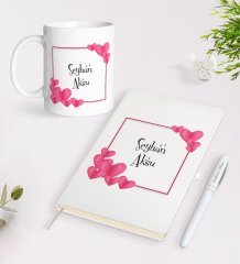 Kişiye Özel İsimli Beyaz Defter Kalem Kupa Seti-10
