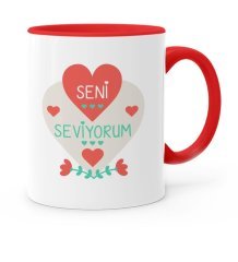 Kişiye Özel Sevgililer Günü Temalı Kırmızı Kupa Bardak - 61