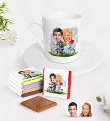 Kişiye Özel Sevgililer Günü Temalı Evleniyoruz Karikatürlü Türk Kahvesi Fincanı ve Madlen Çikolata Seti-3