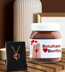 BK Gift Sevgiliye Özel Aşk Çiçeği Kalp Kolye ve Nutella 400gr. Hediye Seti, Sevgililer Günü Hediye, Doğum Günü Hediyesi, Sevgiliye Hediye-9