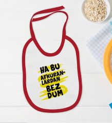 BK Kids Bezdum Tasarımlı Kırmızı Bebek Body Zıbın ve Mama Önlüğü Hediye Seti-4