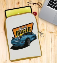 BK Gift Street Racer Tasarımlı Taşınabilir Koruyucu Tablet Kılıfı & Organizer Çanta - Sarı-1