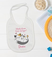 BK Kids Kişiye Özel Minik Kızın Seni Seviyor Tasarımlı Bebek Mama Önlüğü - Model 1