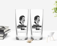Kişiye Özel Renkli Baskılı Hangimiz Sevmedik Çılgınlar Gibi Silüet Tasarımlı İkili Rakı Bardağı Seti-6