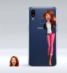Kişiye Özel Kadın Animasyon Karikatürlü Samsung Galaxy A10s İnce Şeffaf Silikon Telefon Kapağı-4