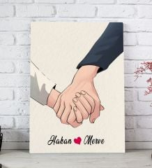 BK Gift Kişiye Özel Sevgili El Ele Tasarımlı Kanvas Tablo-5 (20x30), Sevgiliye Hediye, Sevgililer Günü Hediyesi